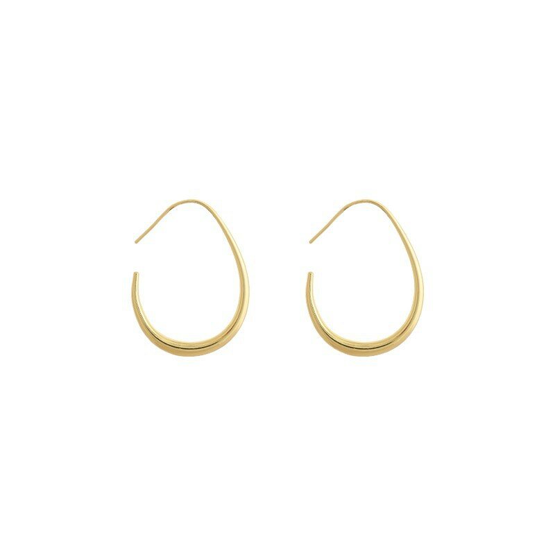 Heißer Verkauf Silber Nadel geometrische ovale Creolen für Frauen einfache Design Ohrringe Party Hochzeits schmuck eh2008