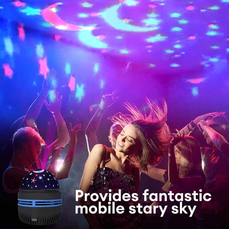 Lámpara de proyector RGB de cielo estrellado colorido, BOLA MÁGICA giratoria automática, luz nocturna Led, USB, Luna, Galaxia, luz de ambiente para el hogar