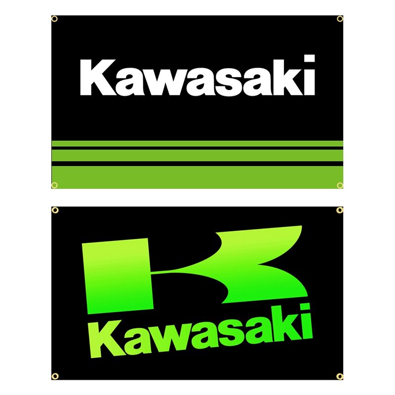 علم سباق الدراجات النارية باللون الأخضر لفريق كاواساكيس نياغاس ، شعار تلقائي مطبوع من البوليستر ، ديكور للمنزل أو في الهواء الطلق ، 90x150cm