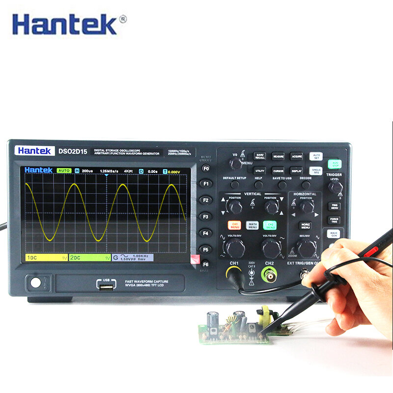 Osciloscopio de generación de señal Hantek DSO2C10 2C15 2D10 2D15 osciloscopio de almacenamiento Digital de doble canal 100M 150M 1GS/s