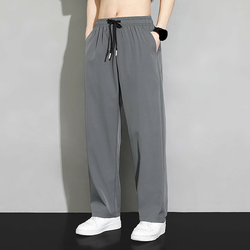 Pantalon Long Style Harajuku pour Homme, Vêtement à la Mode, Résistant, Décontracté, à Intervalles Droits, Design Ice jMaterial, Été, Année 1960