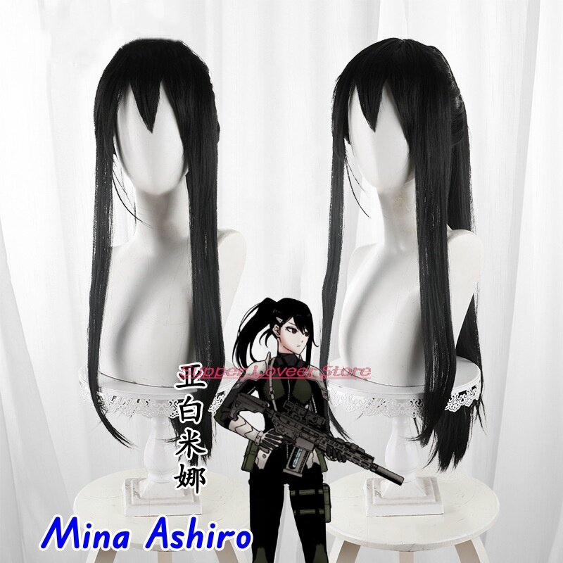 Mina Ashiro Anime Kaiju No.8. Kostium przebranie na karnawał czarne skórzane spinki do włosów peruka kombinezon torba jednolita trzecia podział impreza z okazji Halloween