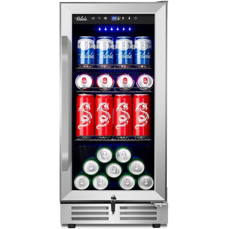 Холодильник для напитков и пива velрушa15'', холодильник под прилавок со встроенными или свободными банками 127, охладитель напитков со стеклом