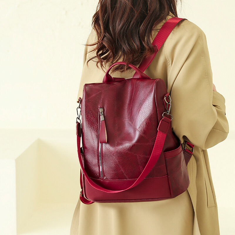 Bolsa de ombro de couro macia grande, mochila feminina, retrô elegante, anti-shake Y2k, bolsa casual, nova