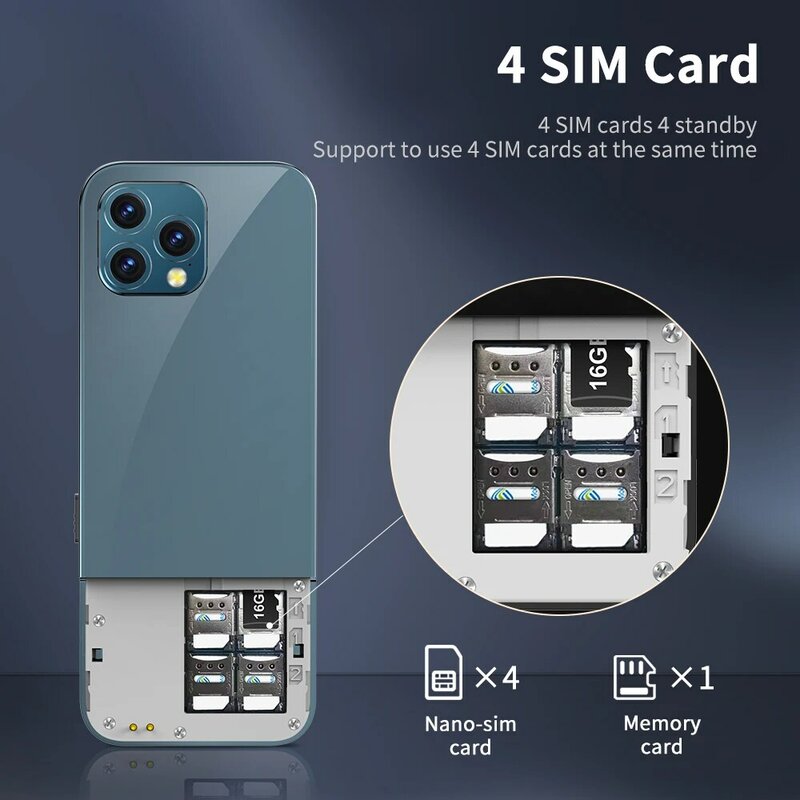 SERVO-Ultra-fino telefone móvel com 4 cartões SIM, voz mágica, gravador de chamadas automático, rádio FM, lanterna desbloqueado celular, Speed Dial, X4