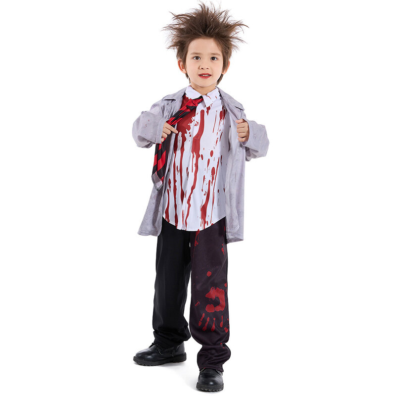 Dziewczęcy mundurek szkolny Zombie kostium wampira stroje dla dzieci straszne kostium na Halloween dla dzieci stroje uczeń Zombie