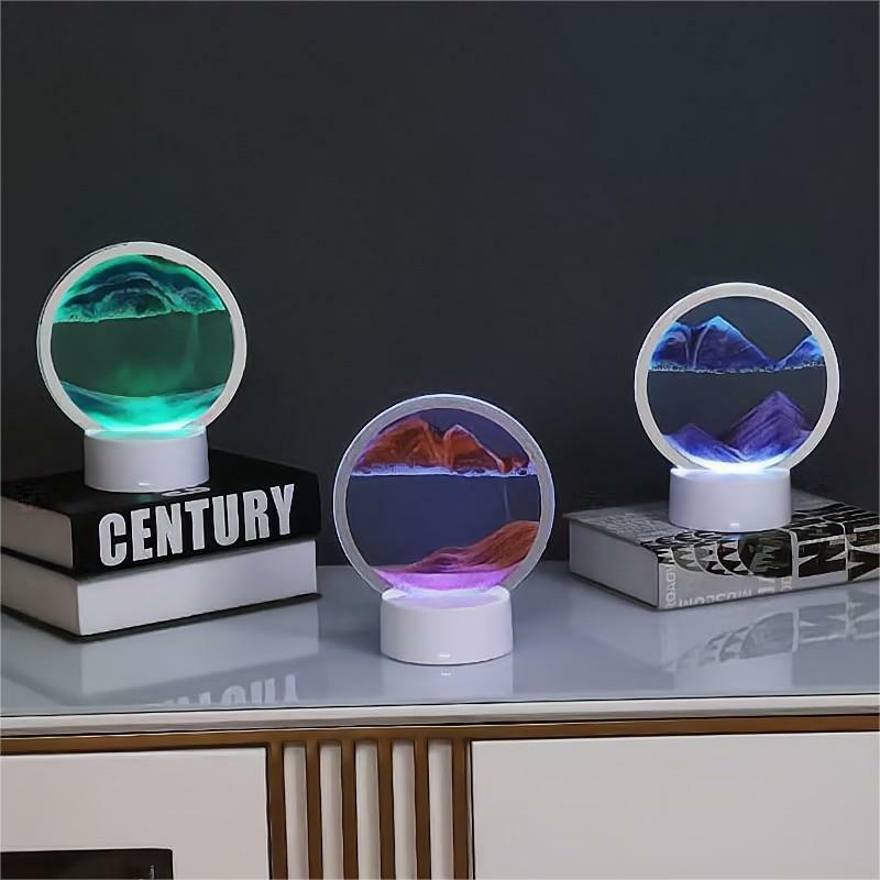 3D Three-Dimensional Quicksand Painting Desk Lamp Small Night Table Light Christmas Gift  Study Bedroom Small Decorations