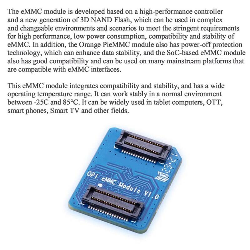 Per modulo Orange Pi EMMC 32/64/256G adatto per scheda di sviluppo Orange Pi 5 Plus con velocità di lettura e scrittura rapida