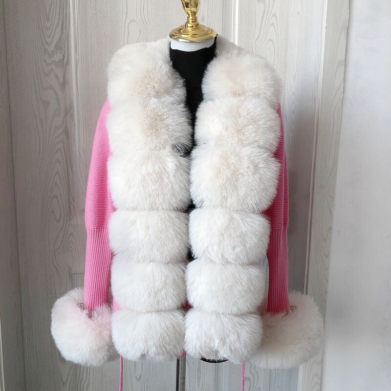 女性のフェイクファーの冬のジャケット,ニットカーディガン,非常に人気のフェイクファー,ぬいぐるみ,セーター,2022