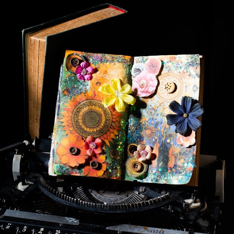 Serie de diarios bohemios, 30 hojas de papel, decoración tridimensional, diario de flores, álbum de recortes, 172x110mm