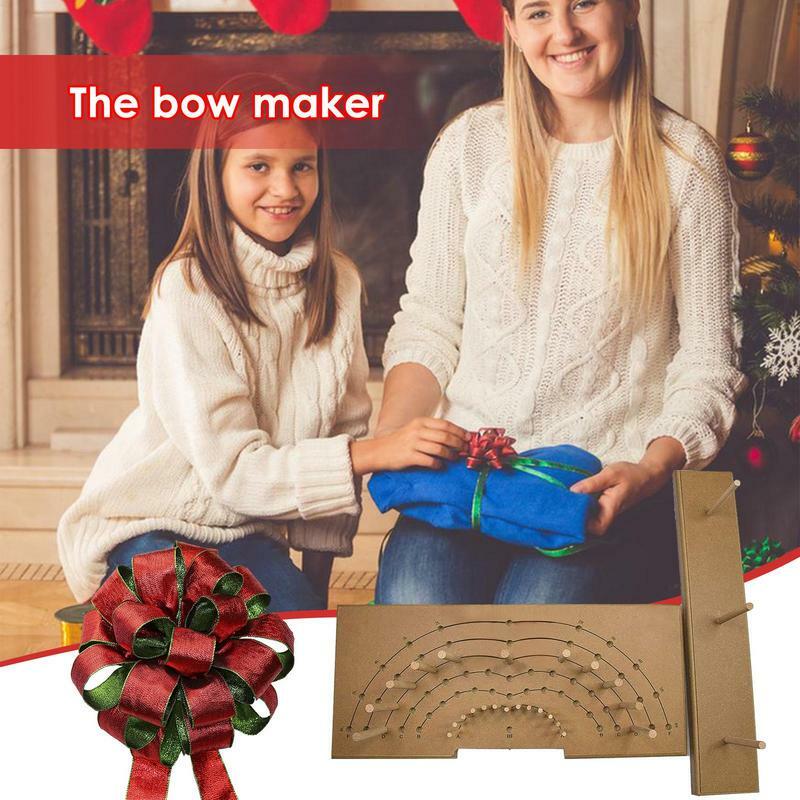 Herramienta de fabricación de arco de madera, herramienta de artesanía ajustable, fácil de hacer, regalo para crear lazos de regalo, decoraciones navideñas