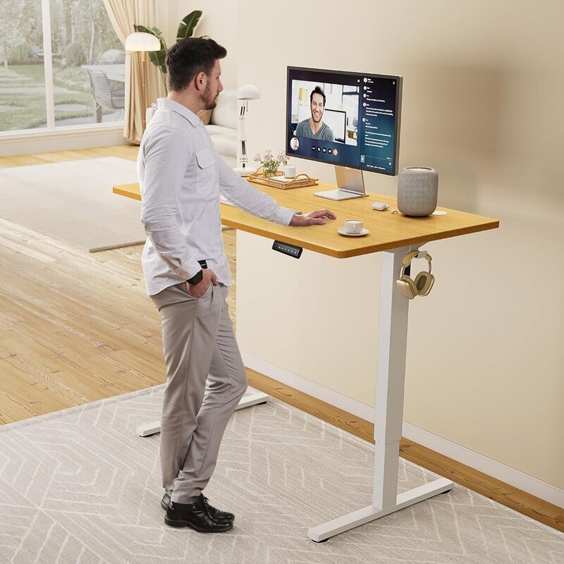 Standing Desk, Adjustable Height Electric Sit Stand Up Down Computer Table, 40x24 Inch Ergonomic Rising Desks
