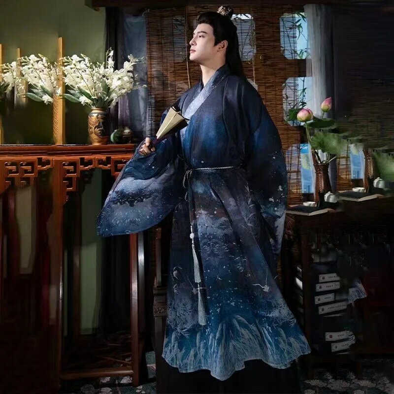New Winter Spring Hanfu Men Women Chinese Ming Dynasty Printing Loose Fit Costume Ancient Noble Robe Xmas Party Stage Clothing