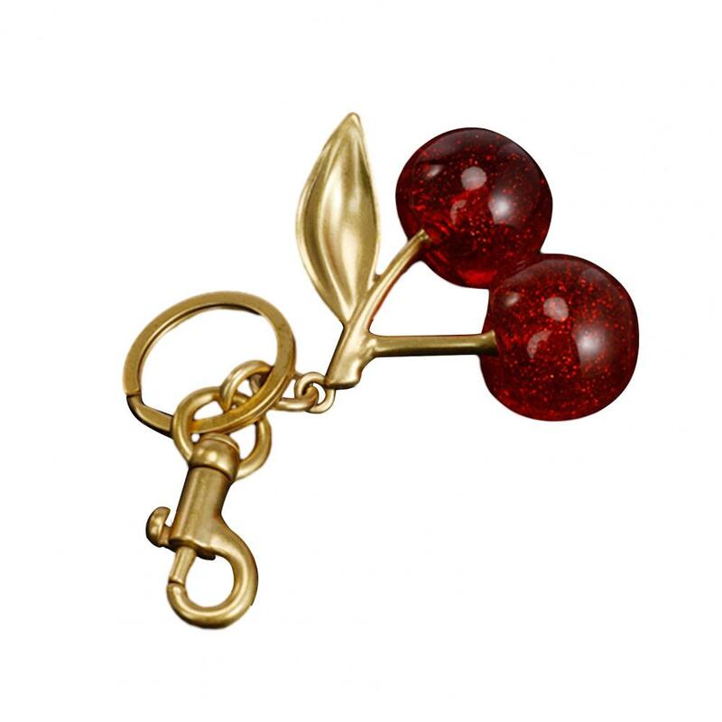 체리 참 펜던트 체리 숄더백 장식, 과일 잎 모양 키체인, 절묘한 열쇠 고리, 거치대 핸드백 액세서리