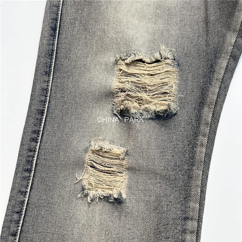 Мужские и женские джинсы с эффектом потертости, на молнии