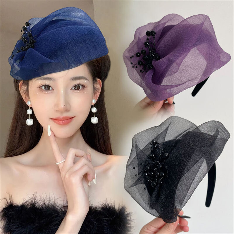 Fashion Black Veil Top Hat Retro hairband Women Wedding Hair Accessories Dinner Party Headdress Bride Headpiece Headband Jewelry