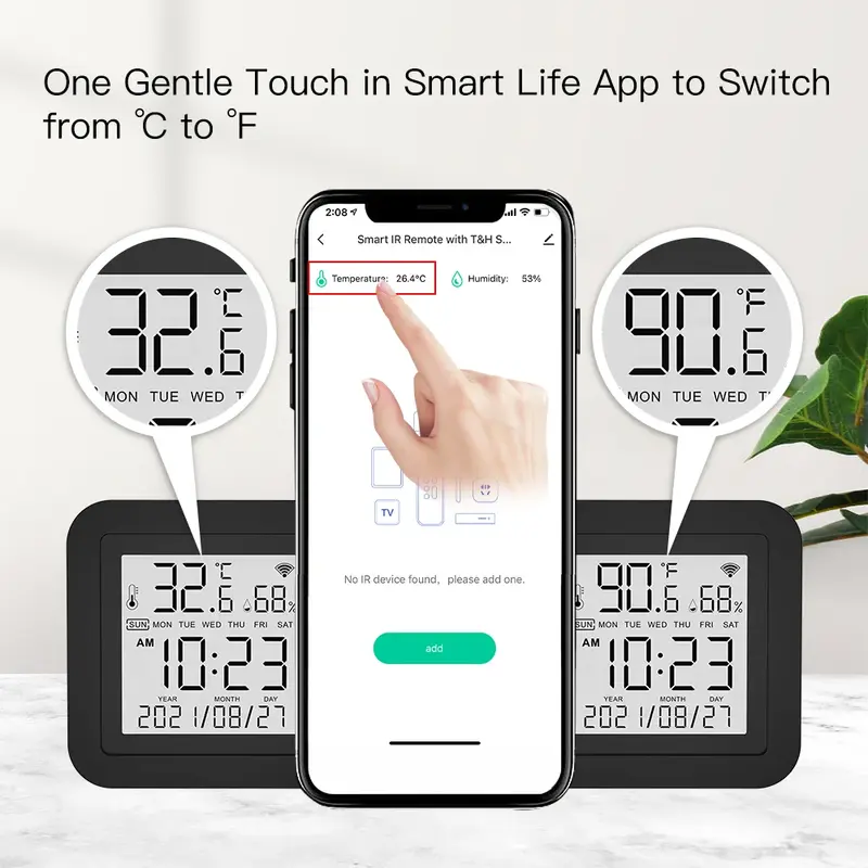 MOES Tuya WiFi Smart IR Remote Control Temperature and Humidity Sensor for Air Conditioner TV AC Works with Alexa Google Home