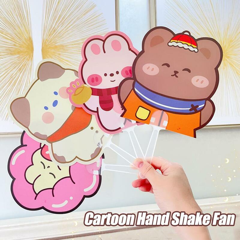 Cartoon Hand Shake Fan Plastic Folding Fan Creative Portable Cute Animal Shape Hand Cranked Fan Suitable For Various Occasi W1X5