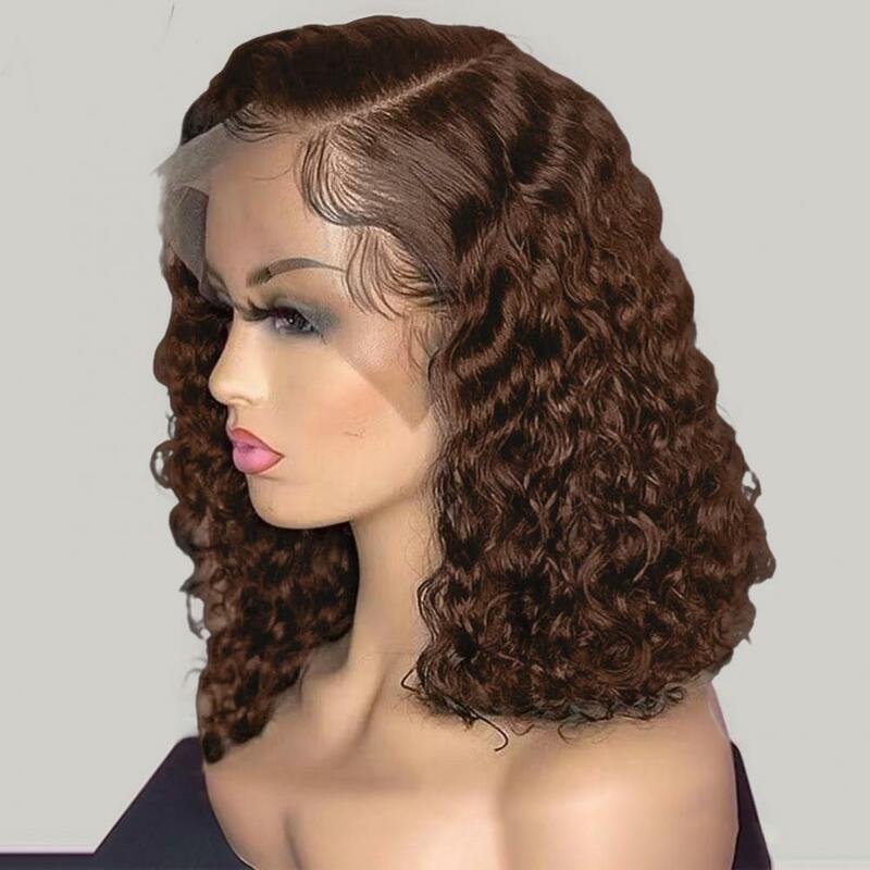 Peruca longa afro encaracolada para mulheres, parte lateral, fofa, perucas naturais de onda profunda, comprimento dos ombros, marrom, preto, vermelho vinho, cabelo sintético, 14-26 in