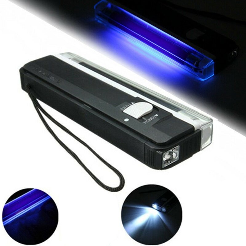 Handheld Uv Black Light Ultraviolet Lamp With Torch Portable Money Detector 2In1