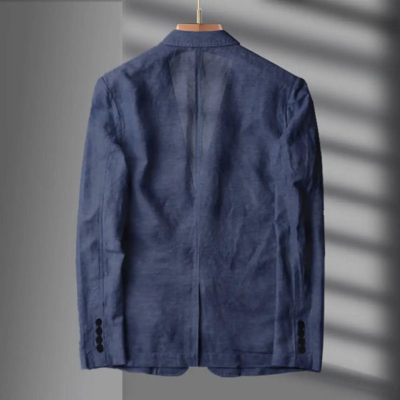 Blazer di lino blu Navy uomo estate Casual Suit giacca singola per uomo Blazer nero uomo nuovo Casual primavera e autunno Business