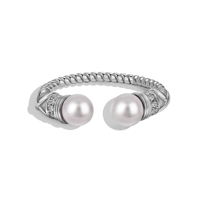 Nuovo anello in argento Sterling S925 con intarsio di perle e zirconi da donna, alla moda e personalizzato, folla femminile unica