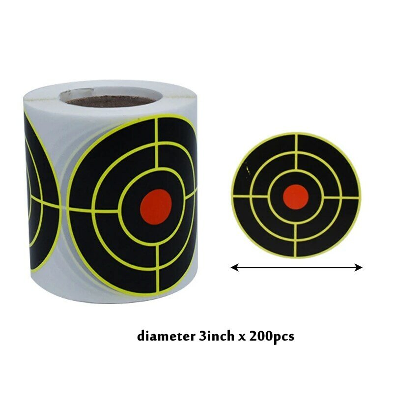 200 Self Adhesive Target Roll Splatter Targets for Shooting 3 Inch Reactive Paper Target Stickers for BB Gun, Pellet Gun, Airsof