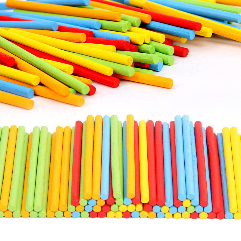 100 шт., разноцветные бамбуковые палочки для счета математики