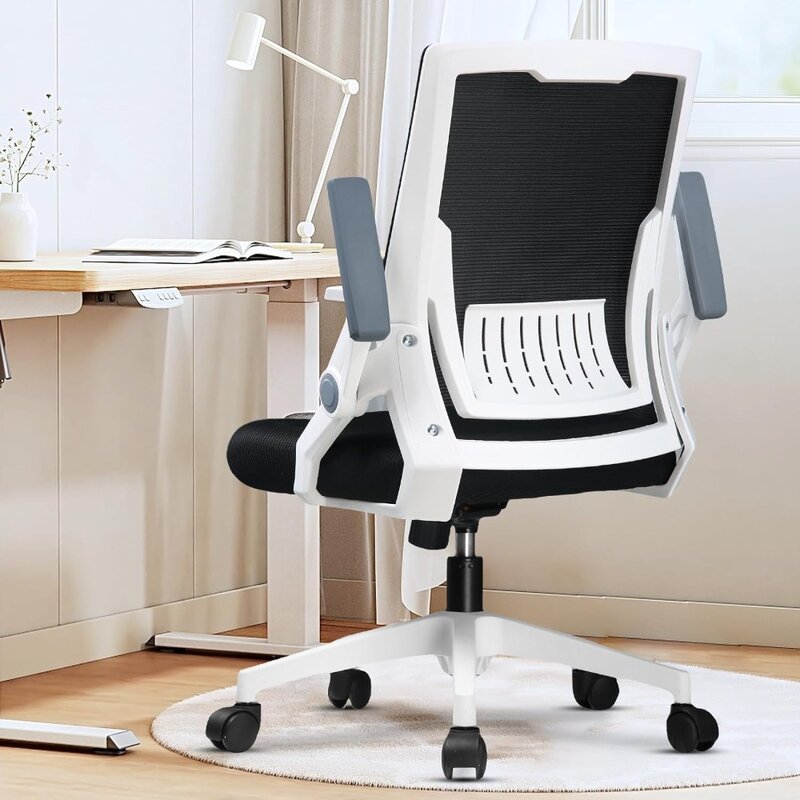 Com homa Computer Schreibtischs tuhl, ergonomischer Bürostuhl mit hoch klappbaren Armlehnen Klappbarer Mesh-Arbeits stuhl mit Rädern Adaptive Lendenwirbel säule