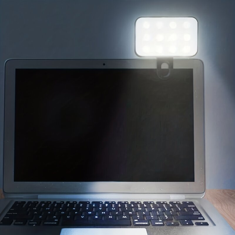 Lampu swafoto Mini portabel isi ulang, 3 mode kecerahan dapat disesuaikan klip On untuk ponsel, Laptop, rapat Tablet, riasan