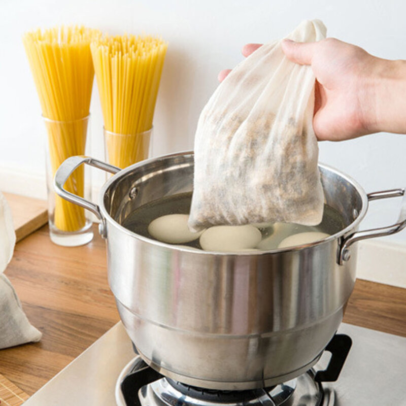 Reusable Cotton Linen Filter Bags for Spice Tea Nut Milk Bean Muslin Soup Cook Boiling Food Filter Mesh Bag Home Kitchen
