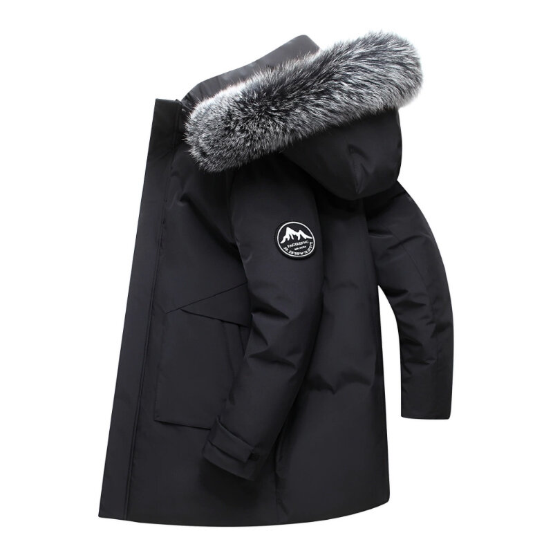 Мужская ветрозащитная куртка на утином пуху, теплая парка с капюшоном и несколькими карманами для осени и зимы, 2023