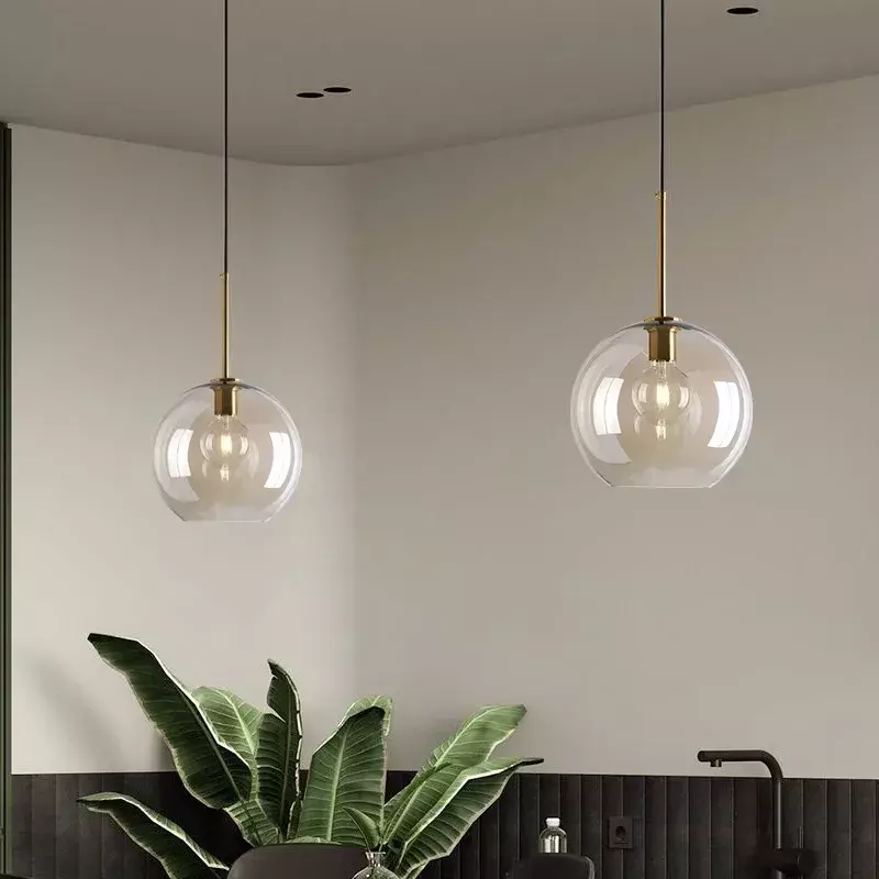 Modern Nordic hanging loft  Glass lustre Pendant Light industrial decor Lights Fixtures E27/E26 for Kitchen Restaurant Lamp