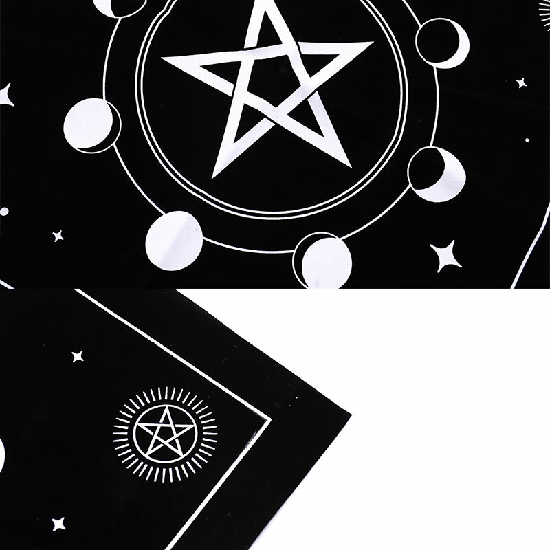 Pentagrams التارو الفانيلا مفرش المائدة ، قماش مذبح وثنية ، القمر الثلاثي