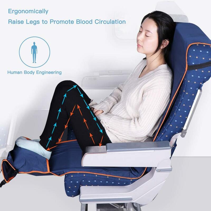 Hamaca de reposapiés ajustable con almohada inflable, funda de asiento, avión, tren, autobús, silla columpio para exteriores, silla de viaje