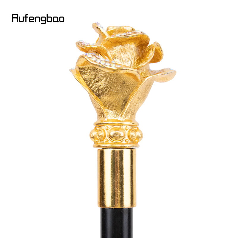 Golden Rose Flower Steampunk bastone da passeggio decorativo moda bastone da passeggio Gentleman Luxury Crosier manopola bastone da passeggio 95cm