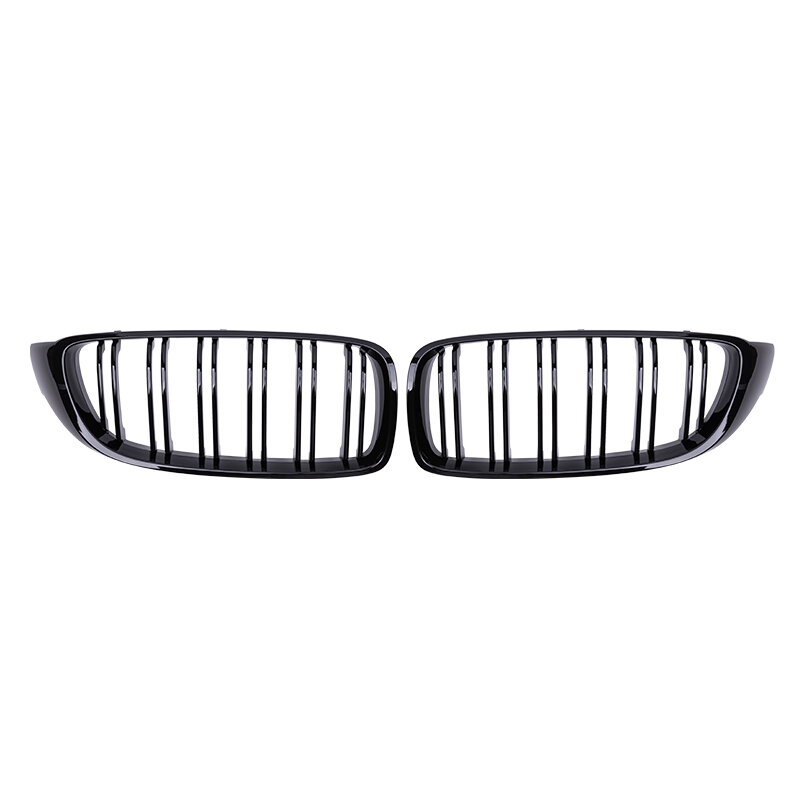 Pulleco Car Front Bumper Grille Racing Grill For BMW 4 Series F32 F33 F36 M3 F80 M4 F82 12-18 Dual-Slat Glossy Black Accessories