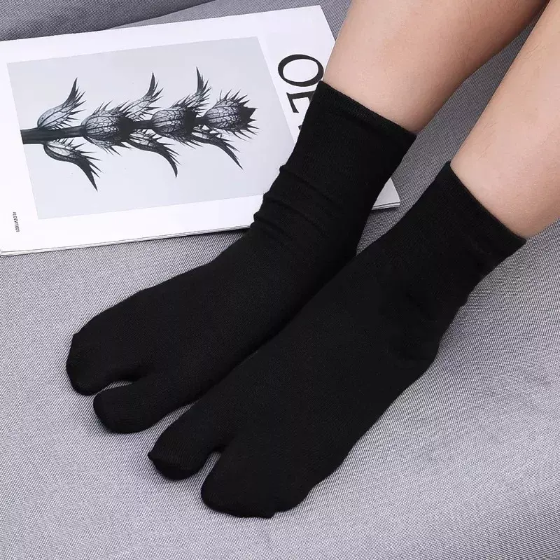 Kaus kaki panjang serat dua jari uniseks, kaus kaki Flip Flop Jepang musim panas untuk pria dan wanita