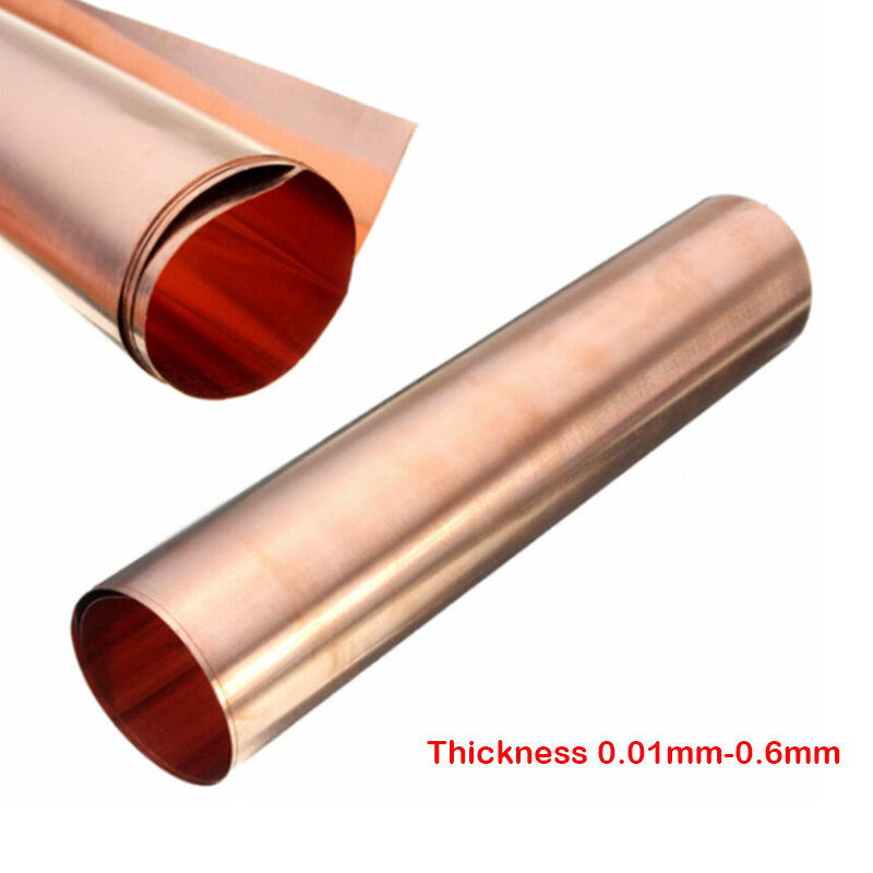 Lámina de Metal Cu de cobre puro 99.9%, 0,01-0,6mm X 20-100mm X 100-1000mm, 1 unidad