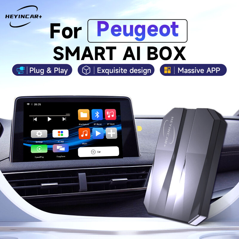 2024 HEYINCAR Smart AI Box Wireless Android Auto CarPlay For Peugeot 208 308 408 508 2008 3008 4008 5008 For Netflix YouTube New