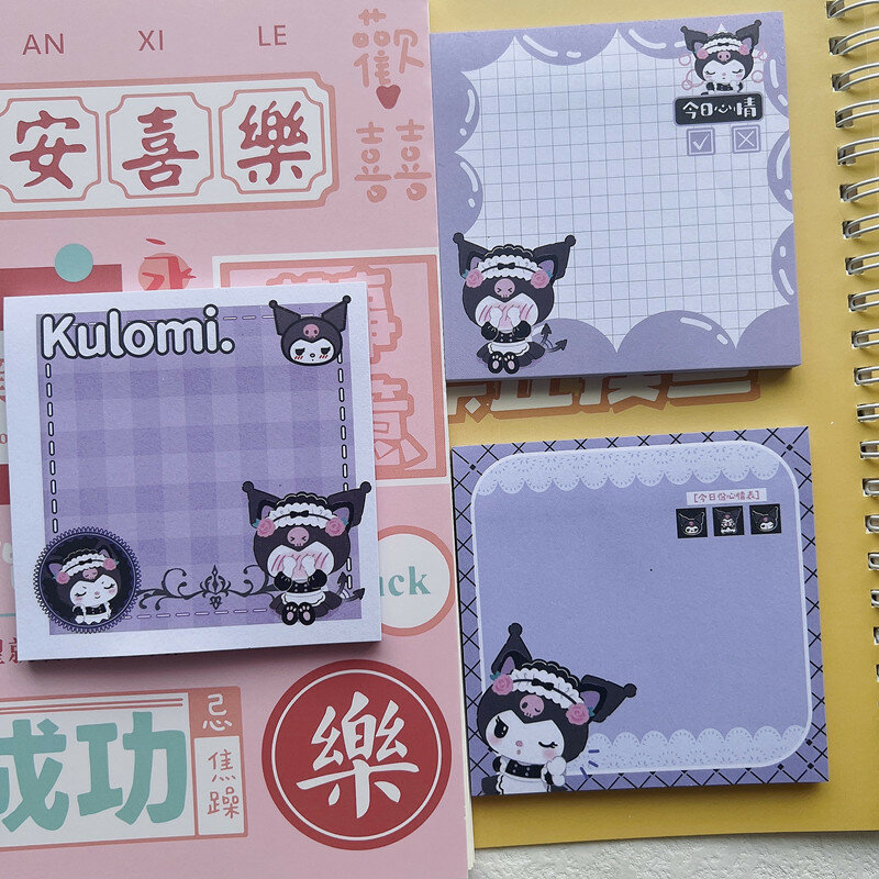Anime kawaii sanrioed cinnamoroll kuromi desenhos animados bonito kawaii estudante papelaria pegajoso nota messagebook mão conta presente da menina