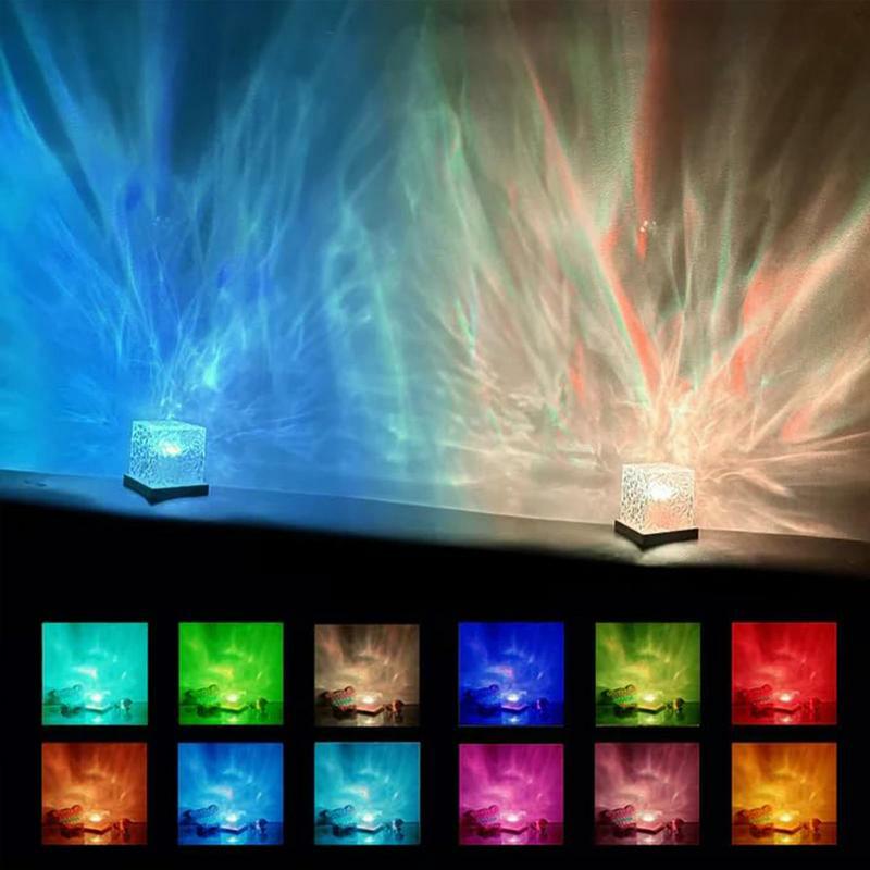 Aura Tesseract 램프 리모컨 큐브 Tesseract 램프, USB 충전, 16 색 조절 가능한 크리스탈 야간 램프, 아크릴 분위기