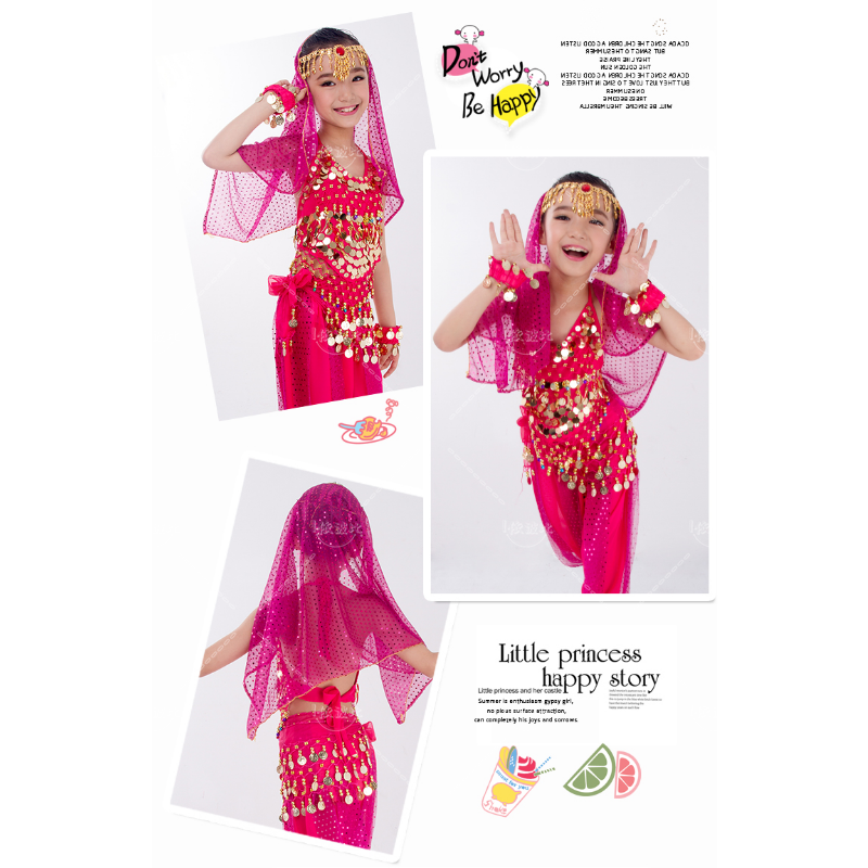 Set di abbigliamento per danza del ventre per bambini danza orientale ragazza danza del ventre abbigliamento per bambini India