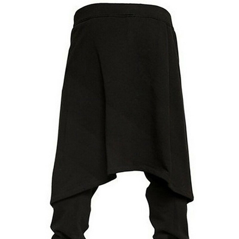 Herren Hose mit weitem Bein gestreifte Patchwork Streetwear elastische Taille unregelmäßige Röcke Hose lose Punk dunkle Kämpfer hose