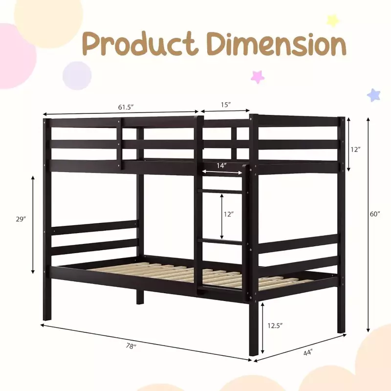 Children's Bed Frame, Ideal for Dormitory & Multiple-Child Family, No Box Spring Needed, Children's Bed Frame