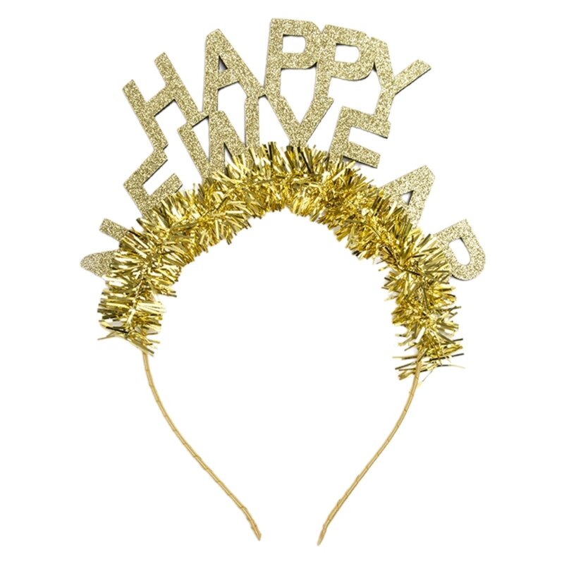 MXMB Creatively HAPPY NEW YEAR Hair Hoop Live Broadcast Hair Holder Christmas Party Costume Headwear for Children
