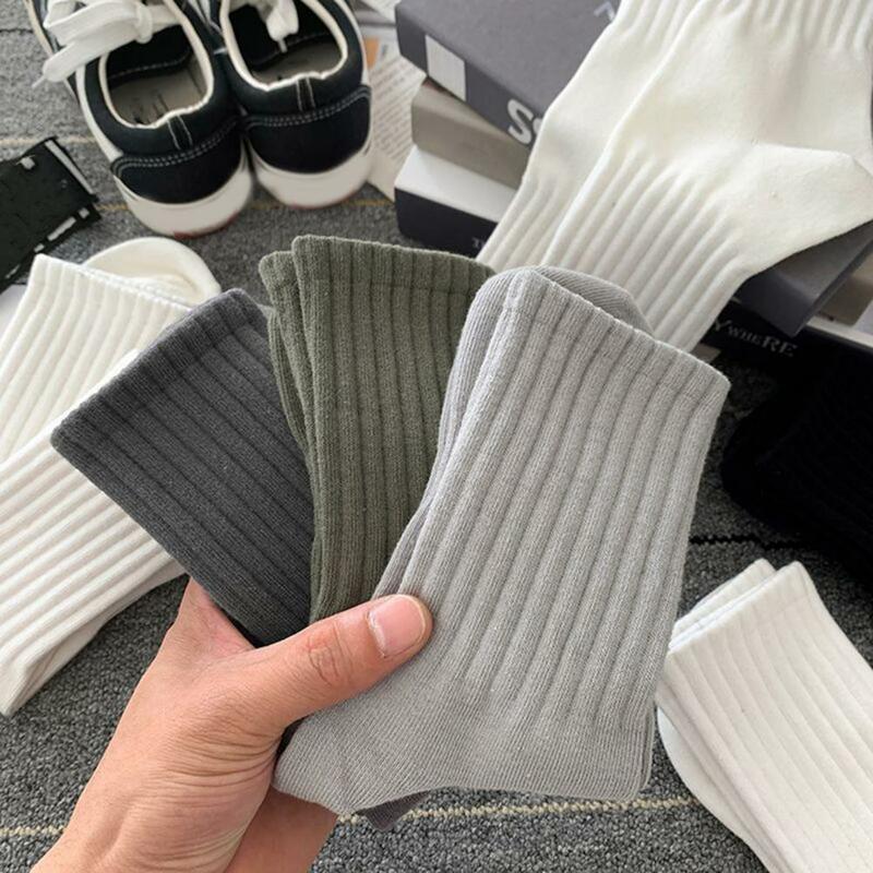 Middle Tube Socks For Men Women Solid Colour White And Black Streetwear Harajuku Fashion Breathable And Casual Business Socks
