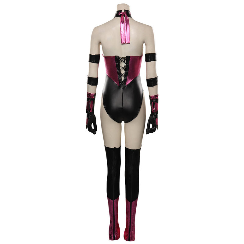 Disfraz de cosplay Mortal Kombat Mileena para mujer, mono con máscara, guantes, Roleplay, traje de fiesta de Carnaval de Halloween