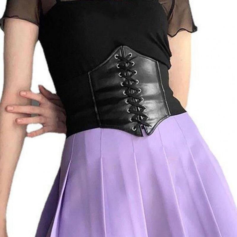 Accessorio corsetto retrò corsetto stile Vintage elegante cintura corsetto con lacci per le donne ampia cintura elastica in finta pelle per il vestito