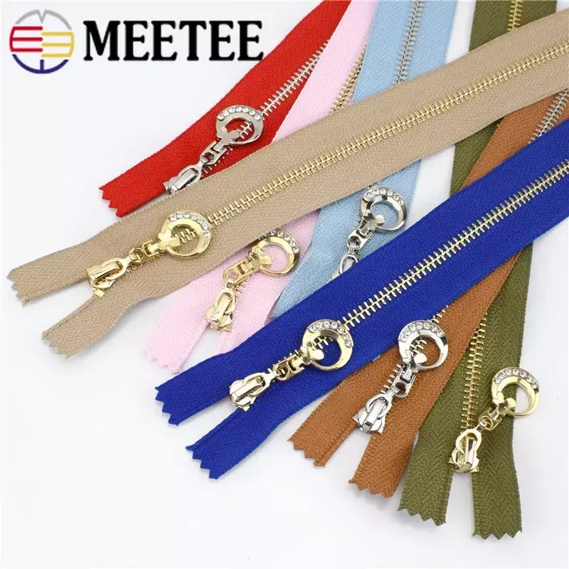 Meetee 10pcs 15/18/20/25/30cm 3# Metal Zippers Closed End Zip Closure Lock DIY Bags Purse Clothing Repair Kit Sewing Accessories